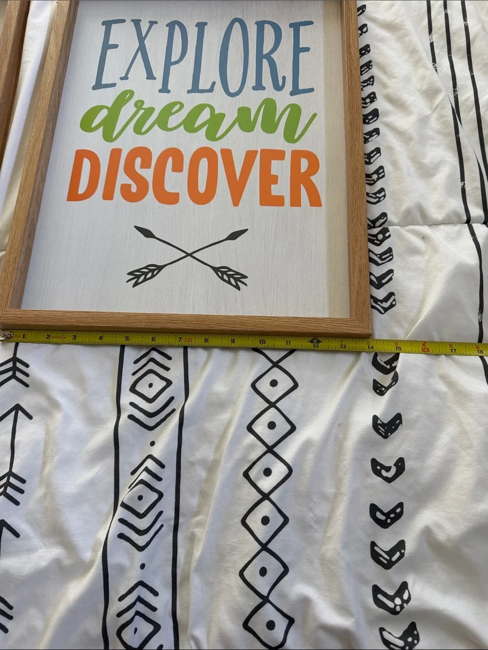 Explore Dream Discover Wall Art Set in Blue, Green & Orange